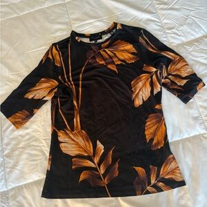 Black and Gold Leaf Print Shirt